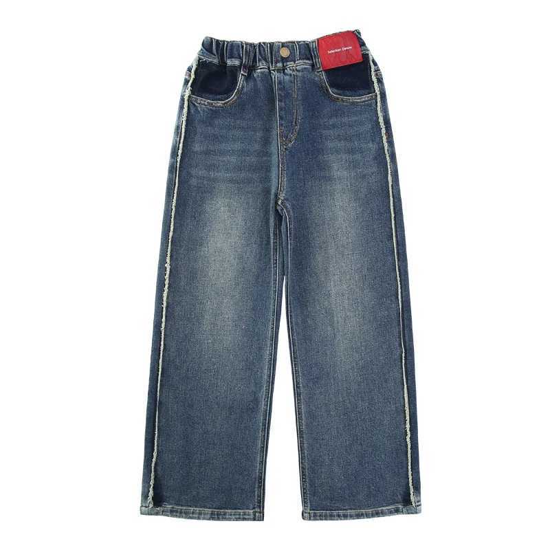 Teenage girl jeans Spring and Autumn Korean casual retro blue denim pants Fashion elastic waist jeans New arrival clothingT2502320