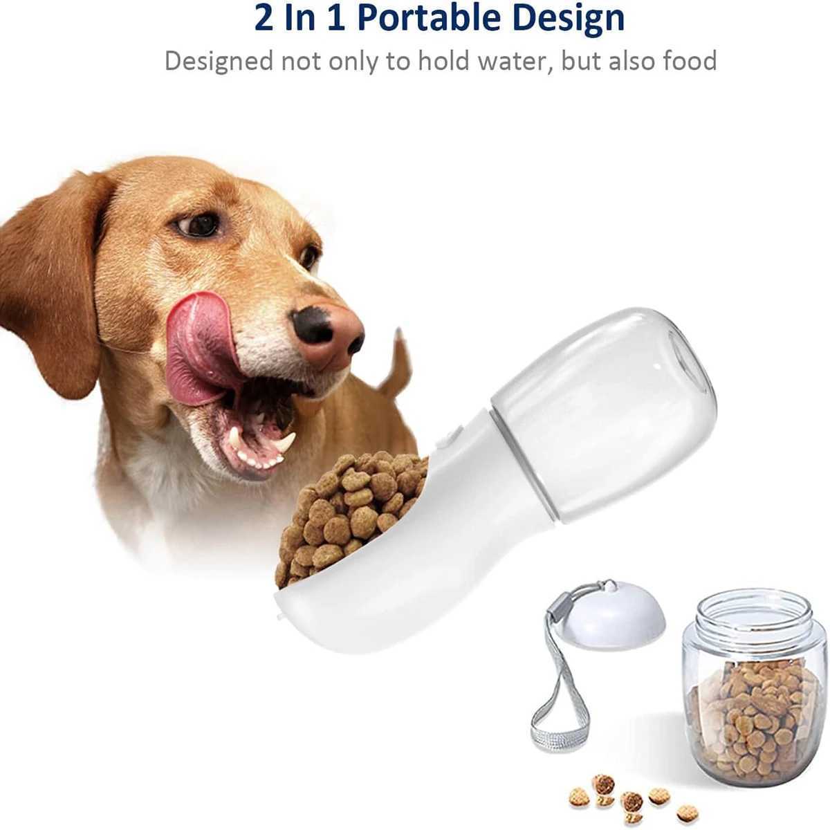 Dog water bottle pet dispenser with detachable food container leak proof lock used for hiking trips Y250319