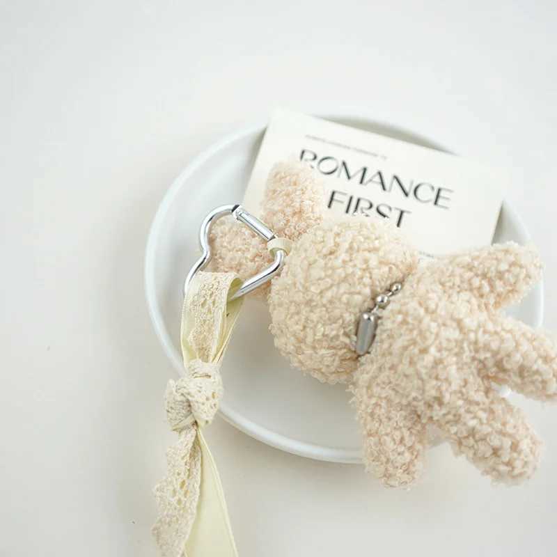 1 fashionable cartoon cute heart-shaped bow rabbit keychain bag pendant charm doll love keychainXJ250319