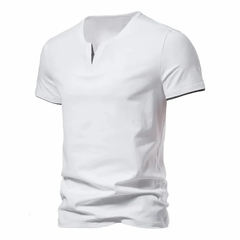 Summer Mens Short Sleeve Henley V-neck Lightweight TShirts Casual Cotton Slim Fit Basic Loose Fitness Sports Breathable Top 250409