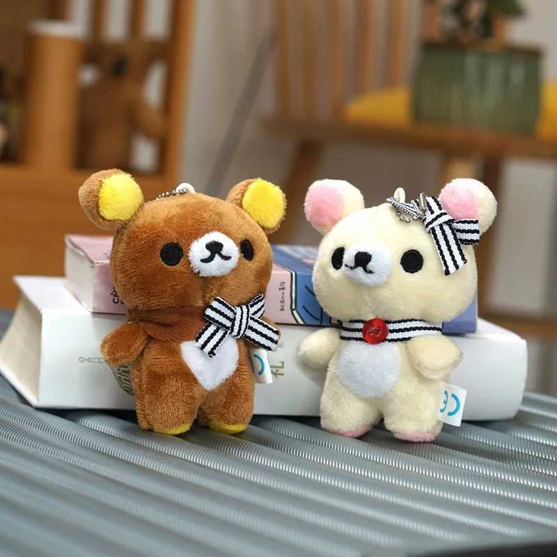 Kawaii Rilakkuma Cartoon Plush Toy Keychain Accessories Soft Fill Backpack Pendant Girl Boy Childrens Birthday GiftXJ250319