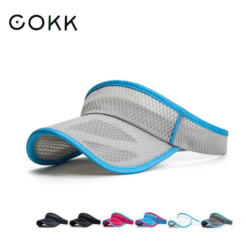 COKK Mesh Cap Summer Hats For Men Women Unisex Empty Top Sunshade Breathable Sports Tennis Running Sun Hat Sunscreen Visor Cap 250320