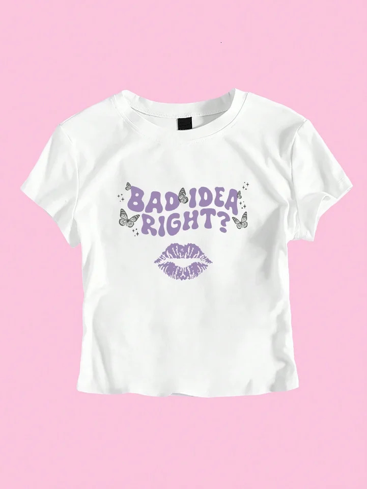 Women Y2k Crop Top Purple Butterfly Graphic Cropped T-Shirt For Summer Short Sleeve Fashion s Tees Round Neck Tshirts 250320