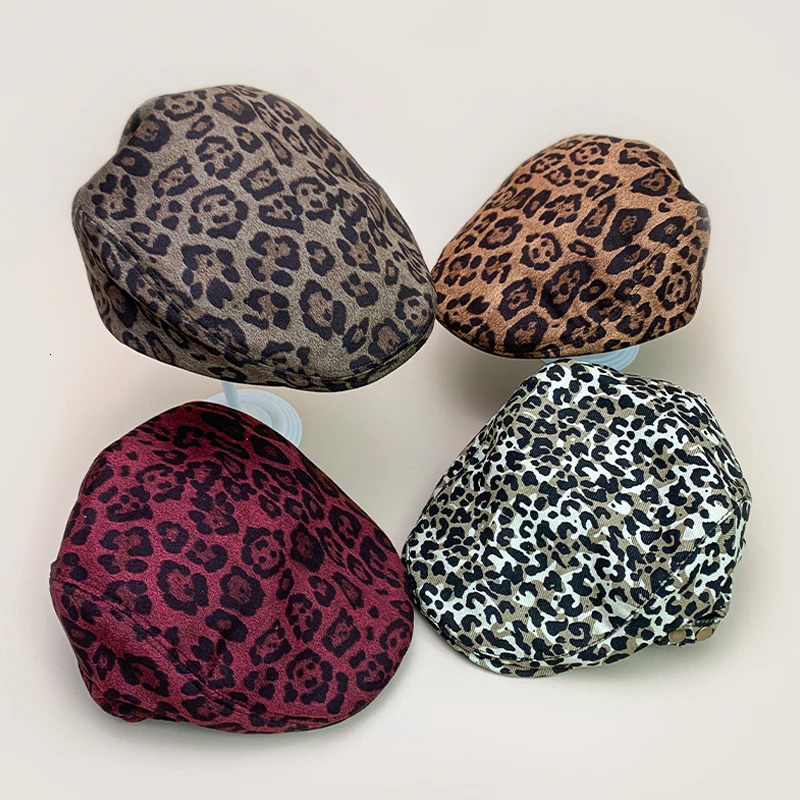 Niche Y2K Leopard Print Visors Hats Women Warm Casual Sunshade Peaked Caps Versatile Outdoor Fashion Retro Hip Hop Street 250320