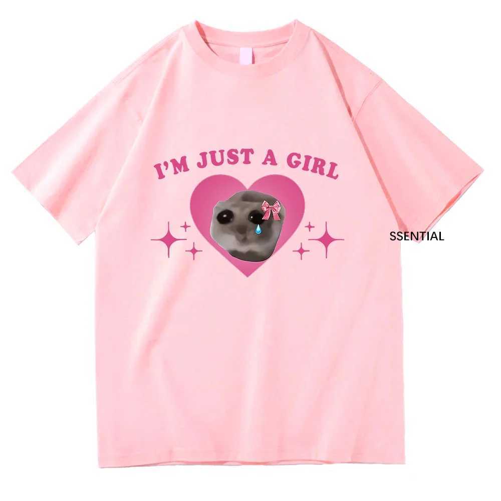 Sad Hamster Meme Im just a girl. T-shirt for men/women Harajuku fashion T-shirt retro unisex streetwear cotton topT250320