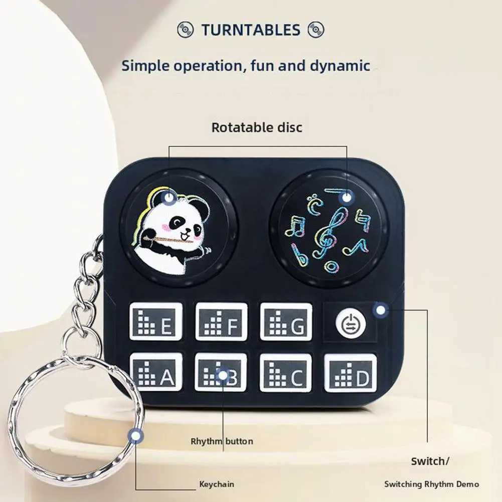 1pc Mini Music DJ Disc Player Keychain Musical Instrument Sound Button Toy Games Childrens Educational Toy Bag Pendant KeychainXJ250319