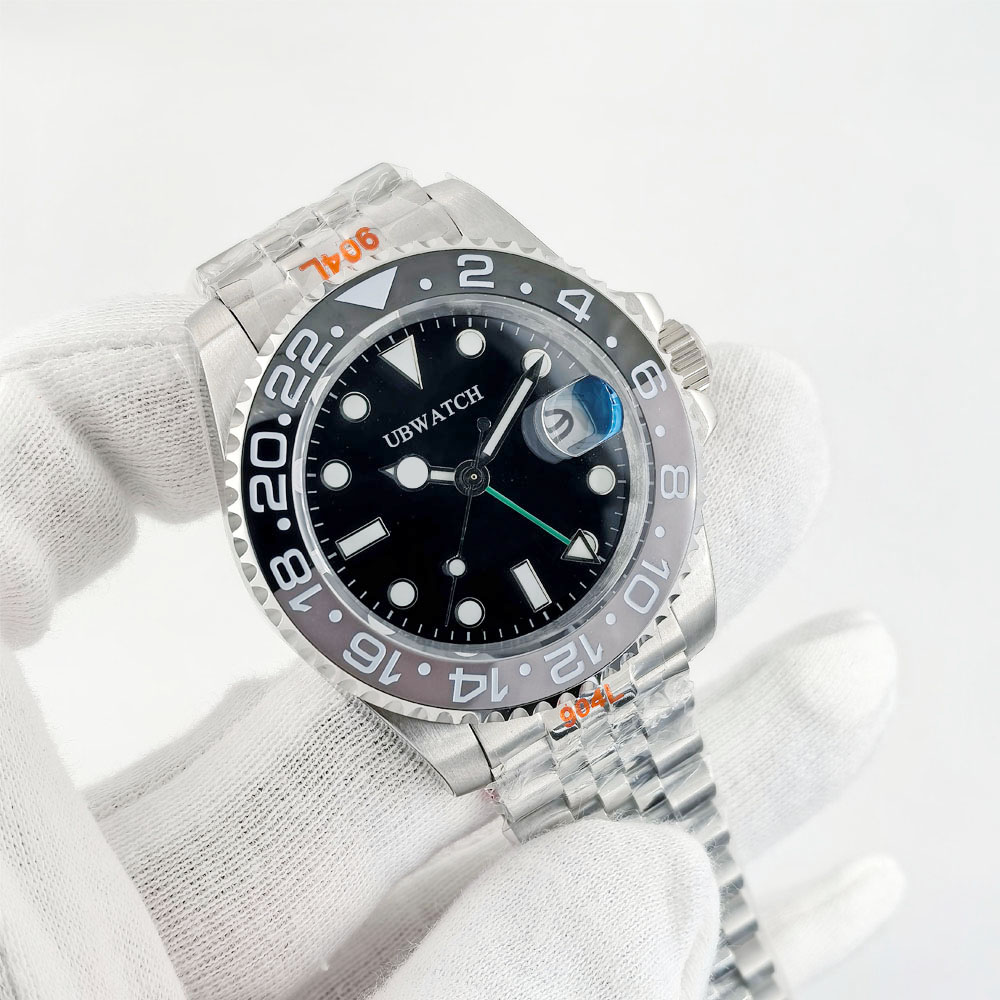 Gmt Black Bezel 40MM Man's Wristwatches RP3285 Movement Automatic Mechanical Sapphire Crystal Luminous Men's Watches With Mercedes Hand