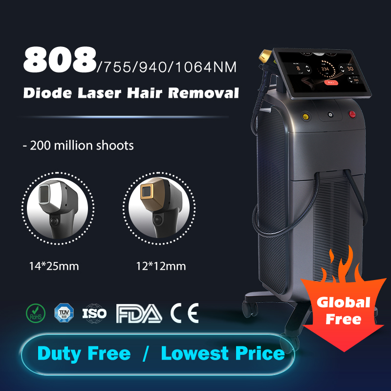 Professional Laser Hair Removal Machine 4 Waves 1064nm 755nm 808nm Diode Laser Machine Ice water cooling