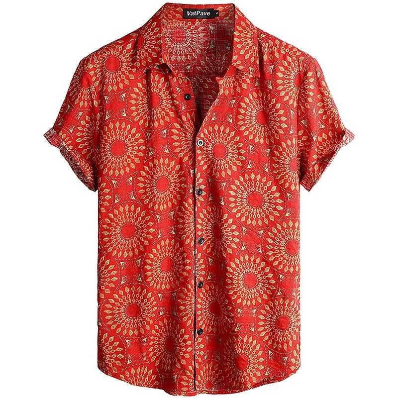 Mens casual Hawaiian floral shirt 3D full print short sleeved button down tropical beach shirt M250320