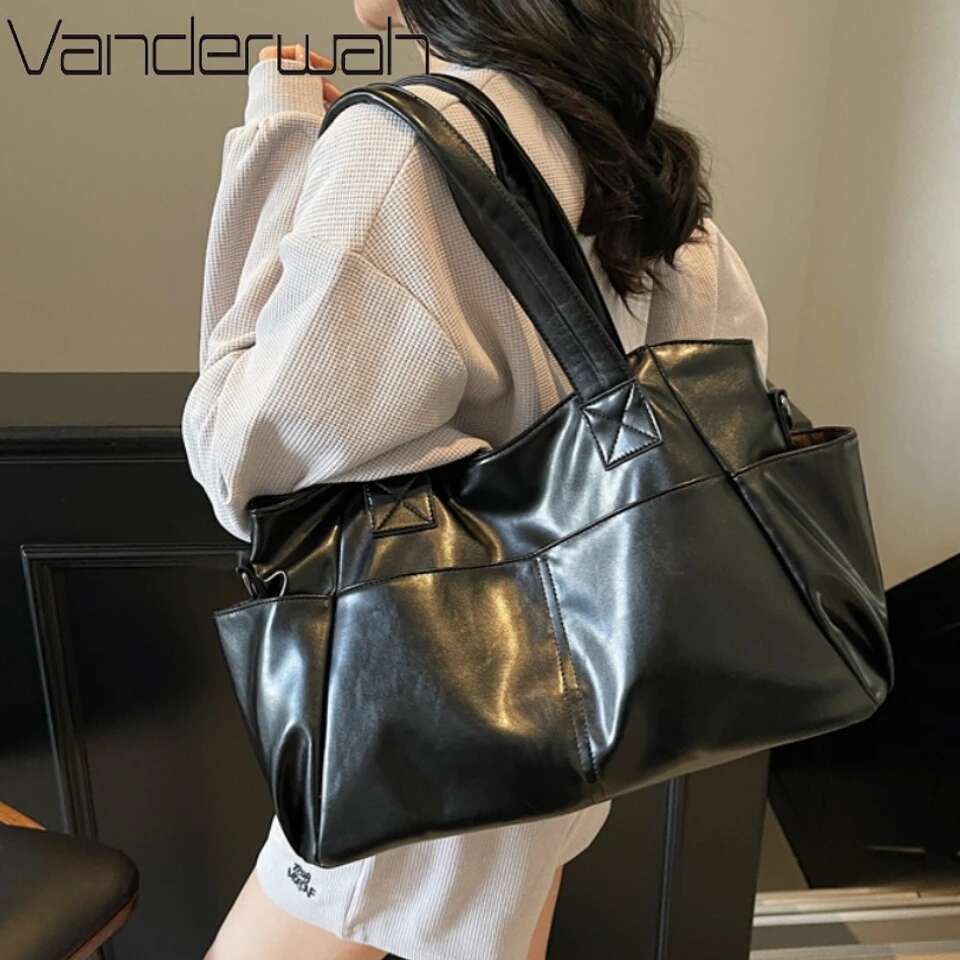 Two Front Pockets Handbags Designer Quality Pu Leather Shoulder Crossbody Hand Bags For Women Mom Casual Tote