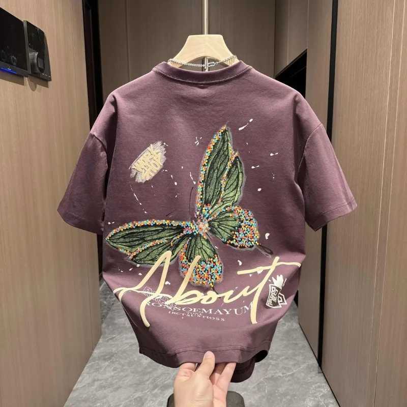 Spring and summer new round neck floral short sleeved T-shirt casual version Western commuting clothing loose mens T-shirtT250319
