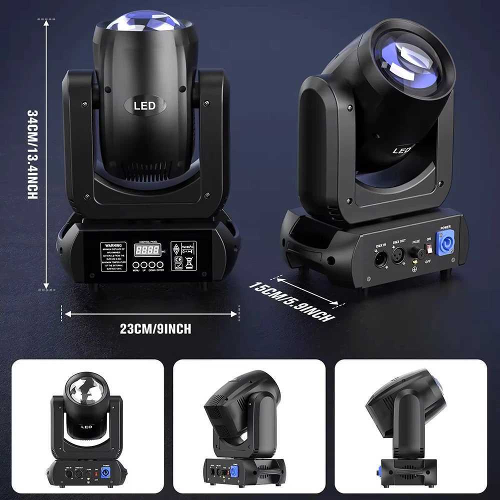 2024 1/2/4Pc 150W LED Light Power Bright Beam Spotlight Moving Head Stage Lighting 18 Prism Rainbow Effect Dj Party Disco Gobo Light Z250320