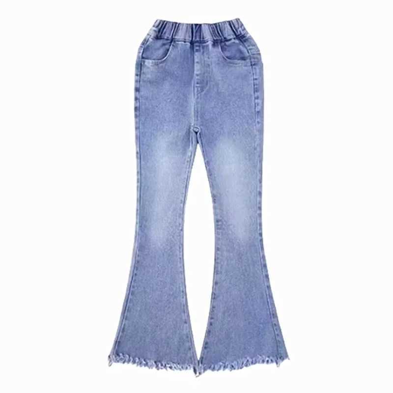 Spring and Autumn Youth Clothing Girls Jeans Childrens Flash Jeans Elegant Boots Cutting Denim Pants Trousers 5-14 YT250326