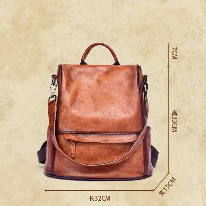 MOTAORA Vintage Large Capacity Women's Backpacks Anti Theft Genuine Leather Backpack Cowhide Woman Travel Bagpack Women