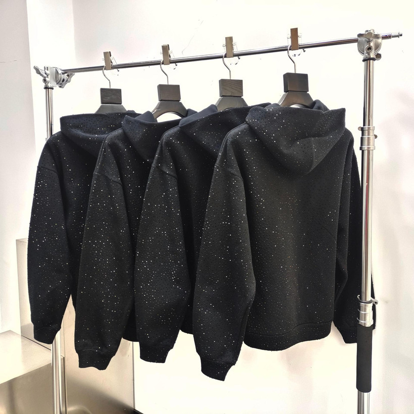 Hot selling all rhinestone 1 1 Hoodie high street trendy hoodie R250410
