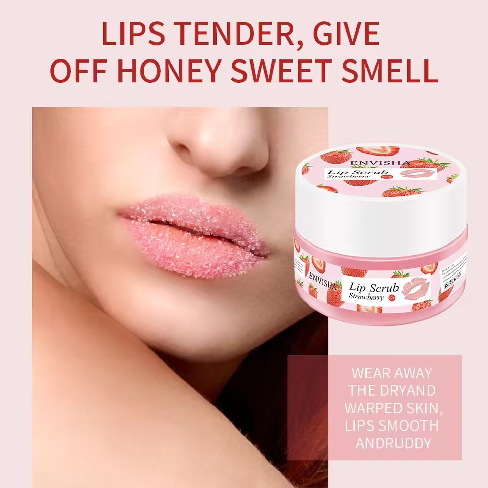 ENVISHA Moisturizing Nourish Strawberry Lip Care Scrub Balm Sugar Cream Exfoliating Repair Cleft Fine Lines Smooth Skin Care