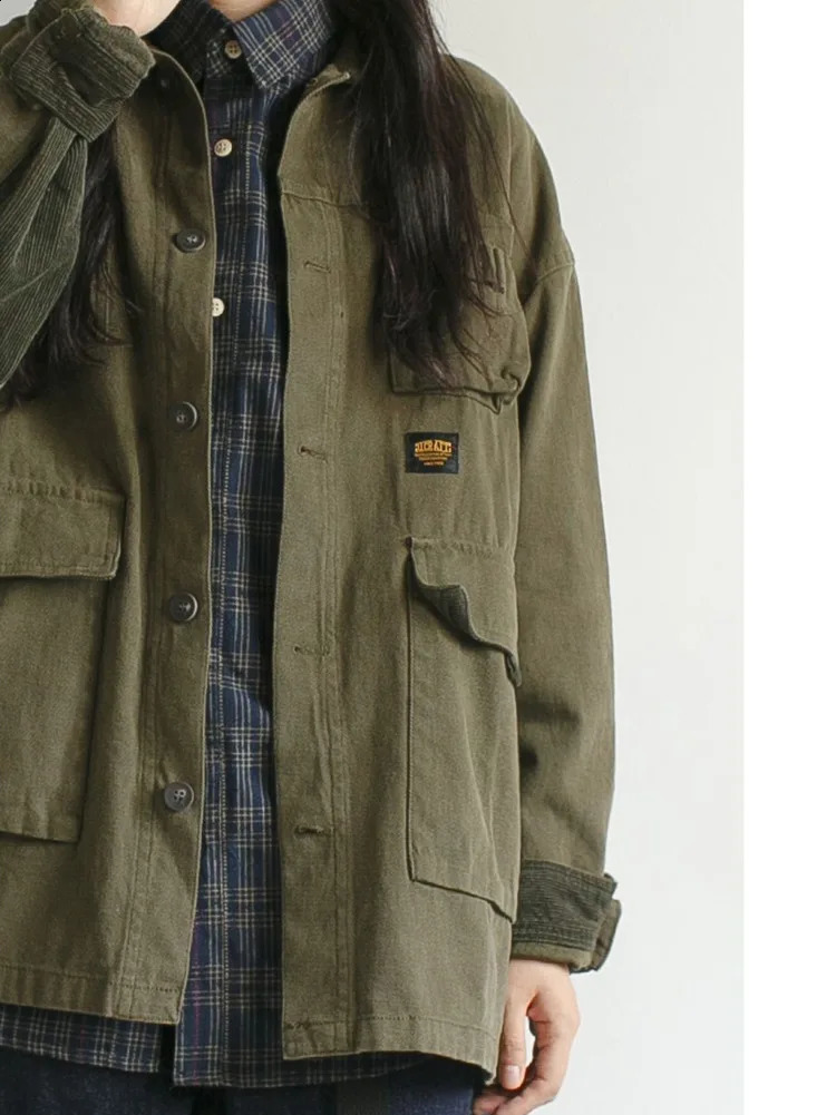 Army Green Goods Denim Jacket Womens Spring Clothing Harajuku Jeans Jacket Fashion Military Casual Work Clothes Japanese Street Clothing 250317