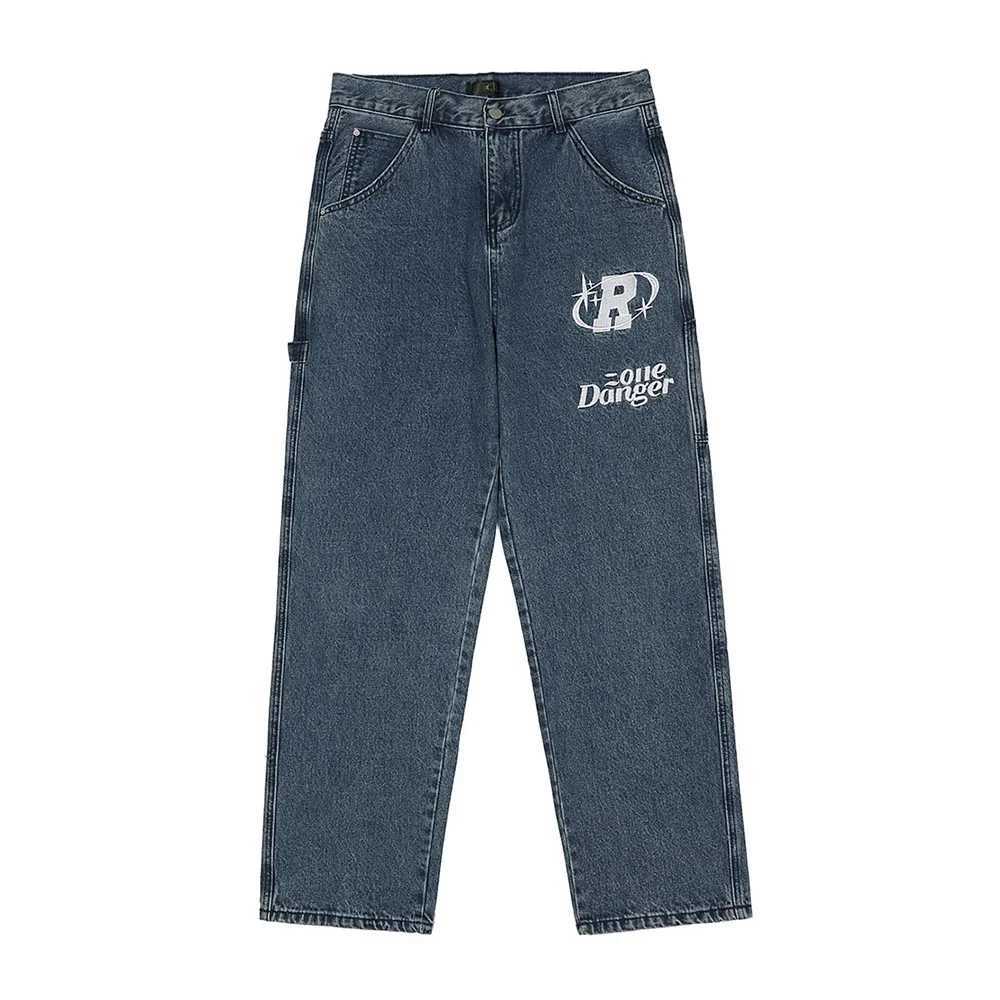 Harajuku Hip Hop Alphabet Hot Print Straight Pants Y2K Summer New Street Rock Mens Loose Wide Leg Retro JeansT250319