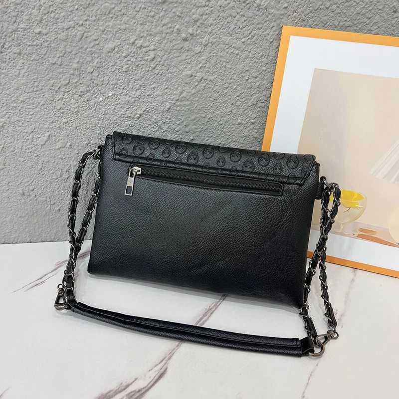 Luxury Womens PU Leather Messenger Bag Handbag Famous Brand Designer Womens Retro Gothic Chain Shoulder Bag Y250319