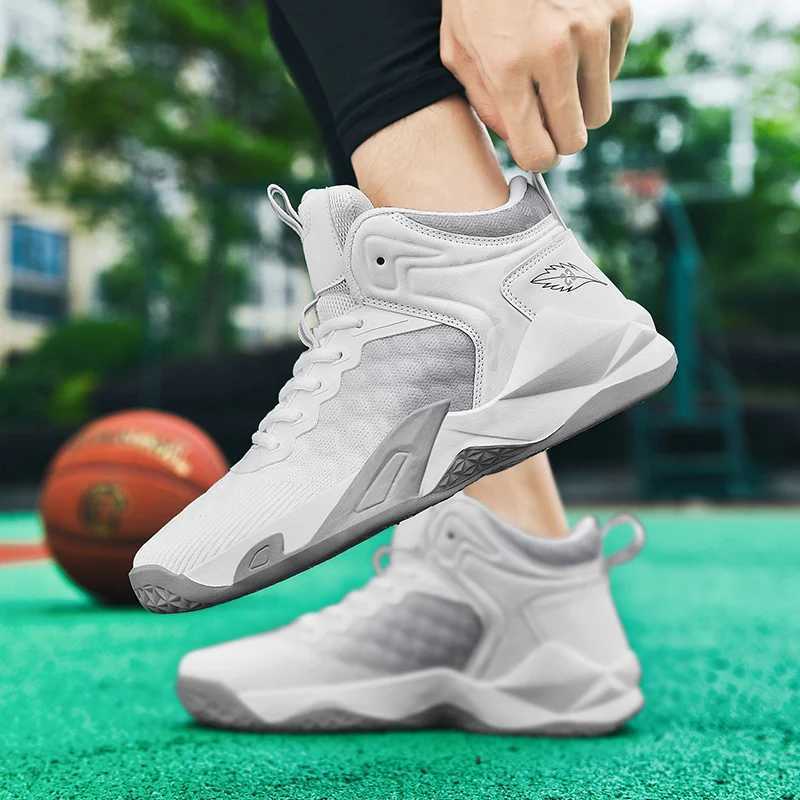 Basketball Shoes Men High-top Comfortable Field Training Outdoor Sports Trendy Sneakers Men New Leather Basketball Boots MenW250320