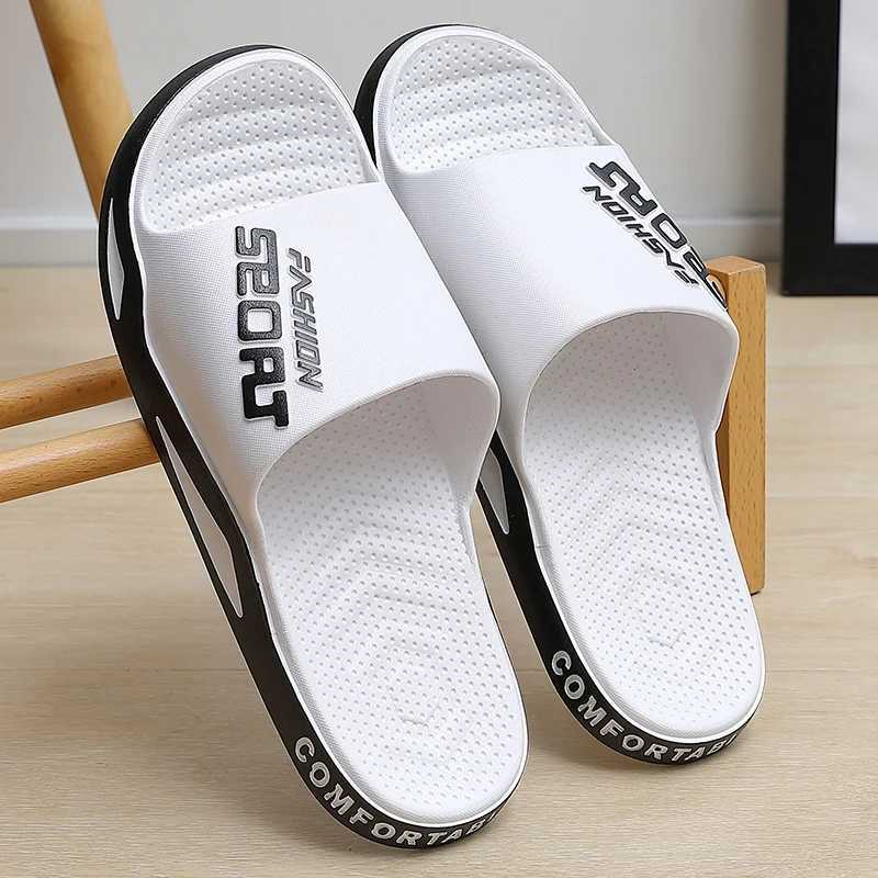 Fi Mens Summer Slippers Indoor Sports Style Thick Bottom Lightweight Breathable Bathro Outdoor Beach Cfort Shoes Y250320