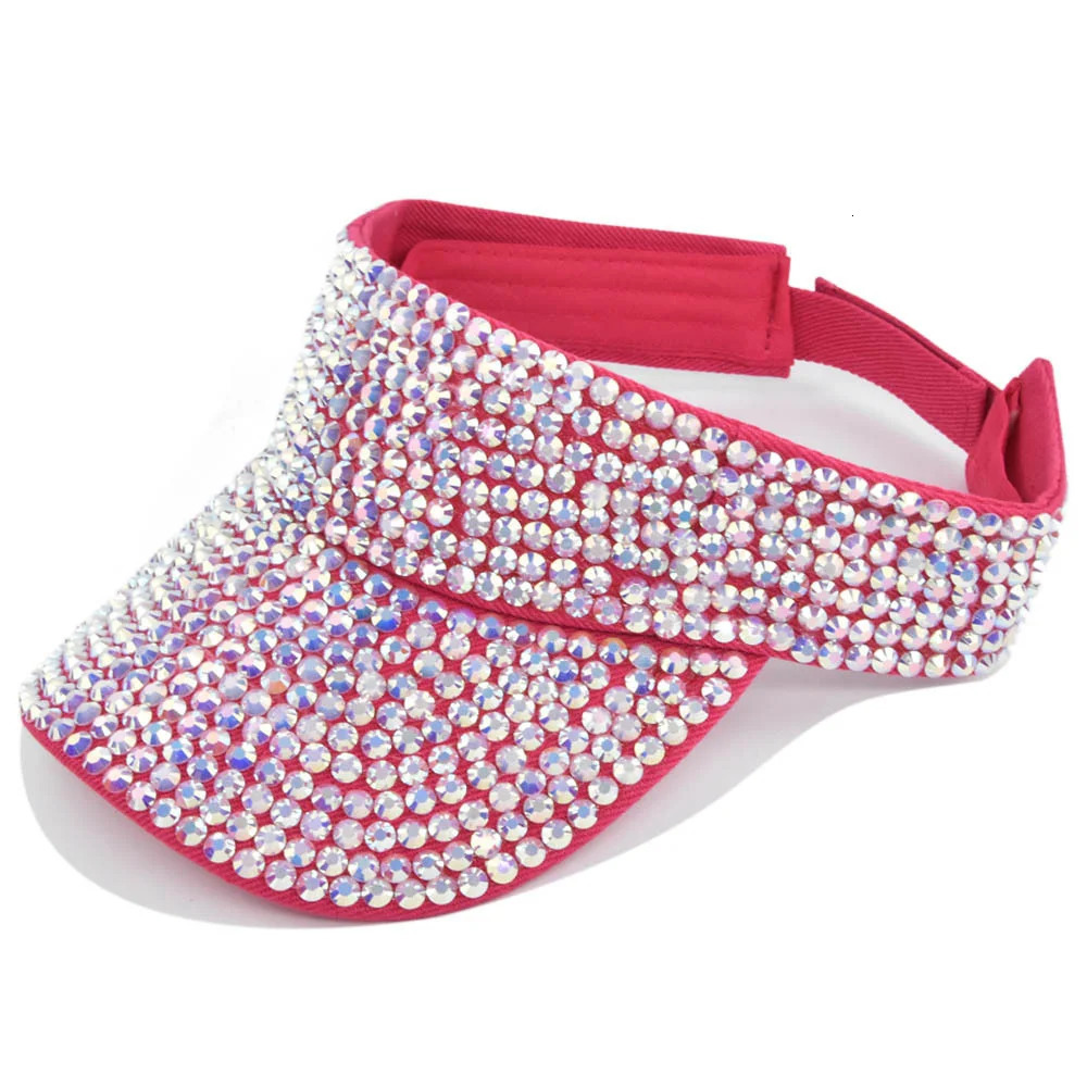 Glitter Visor Shiny Rhinestones Sport Cap Empty Top Hats Golf Cap Adjustable Baseball Cap Outdoor Sun Hat 250320