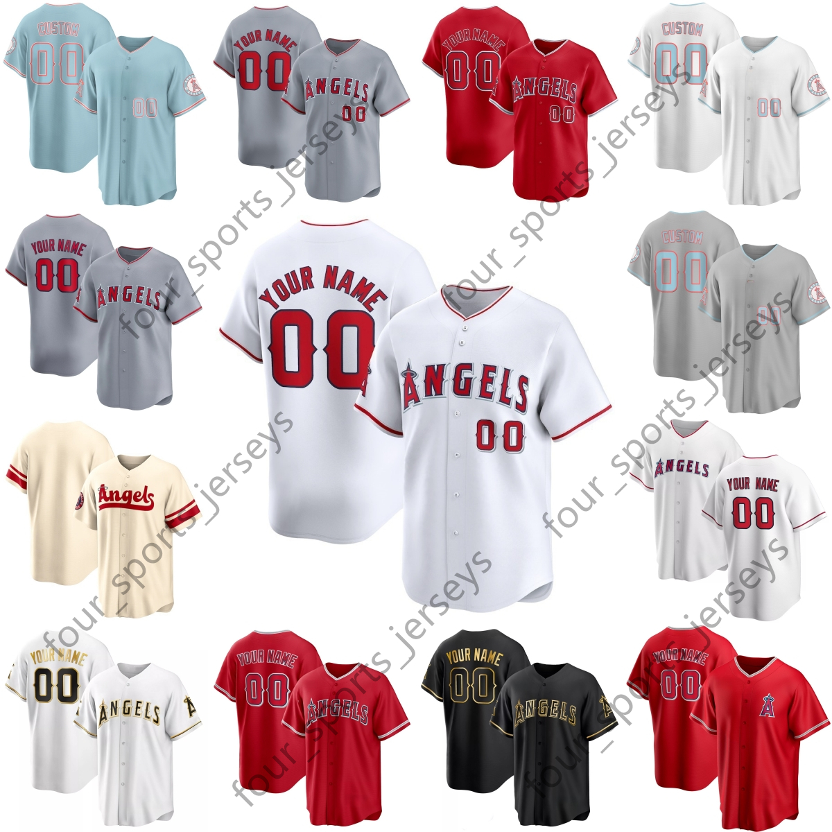 Angels Baseball Jersey 27 Trout 23 Drury 6 Rendon 66 Garcia 21 Thaiss 16 Moniak Custom ANY NAME