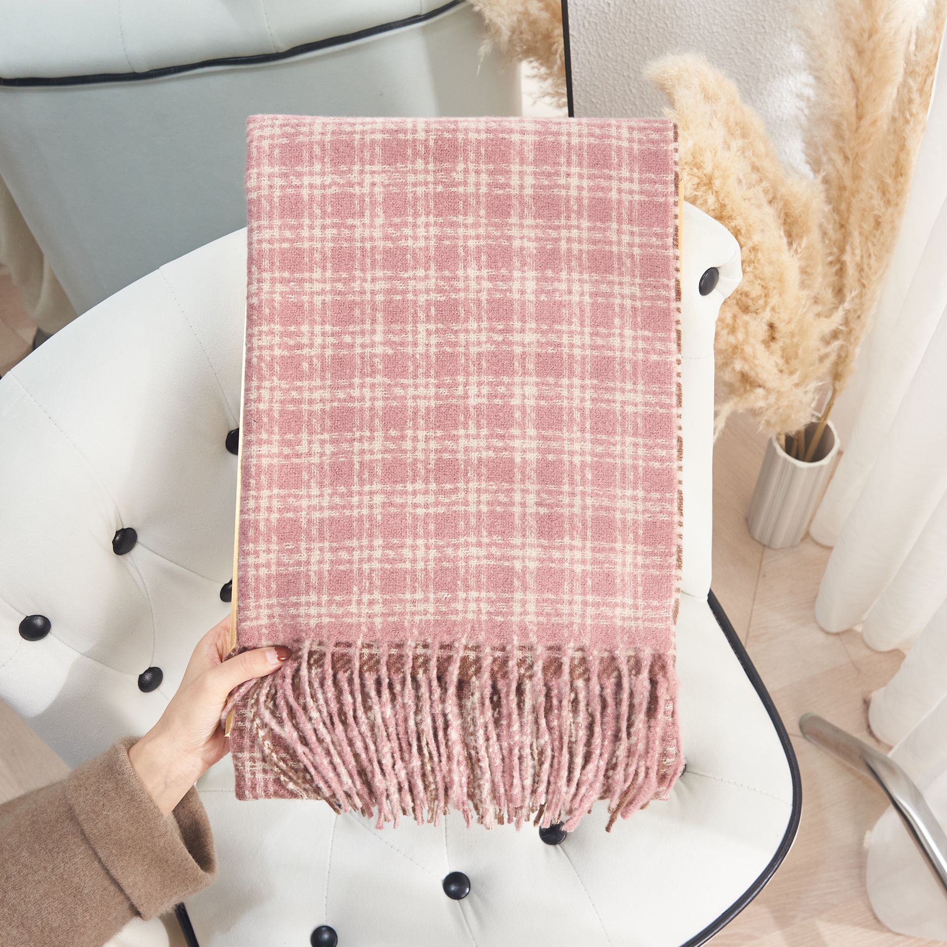 K178 Autumn and winter high-end Internet celebrity double-sided color matching well-shaped scarf Korean street atmosphere imitation cashmere warm scar