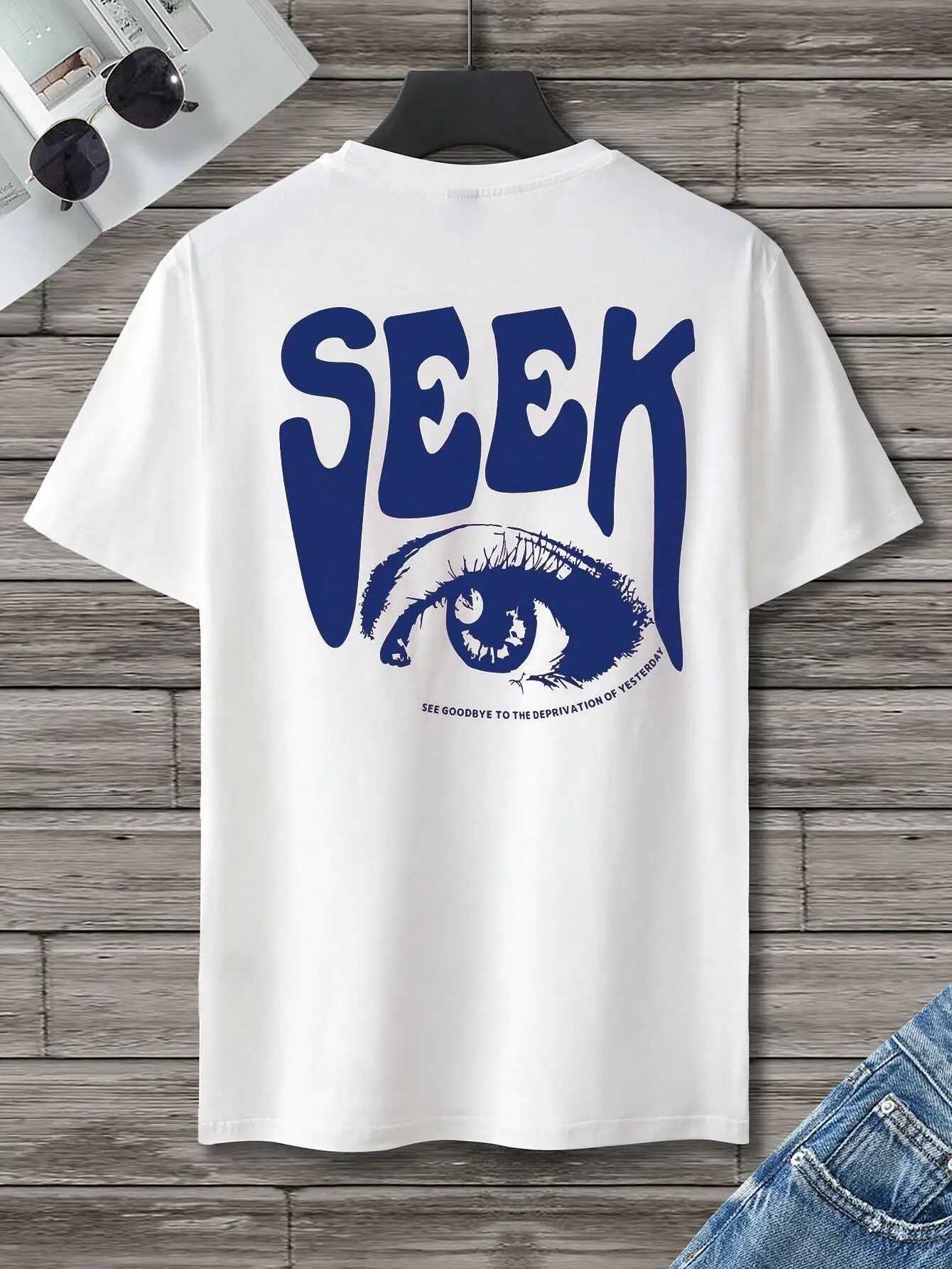 Seek Antidipated Gaze Printed T-shirt Mens Soft Loose T-shirt Breathable Summer Street Hip Hop T-shirt Cotton Loose T-shirtT250319
