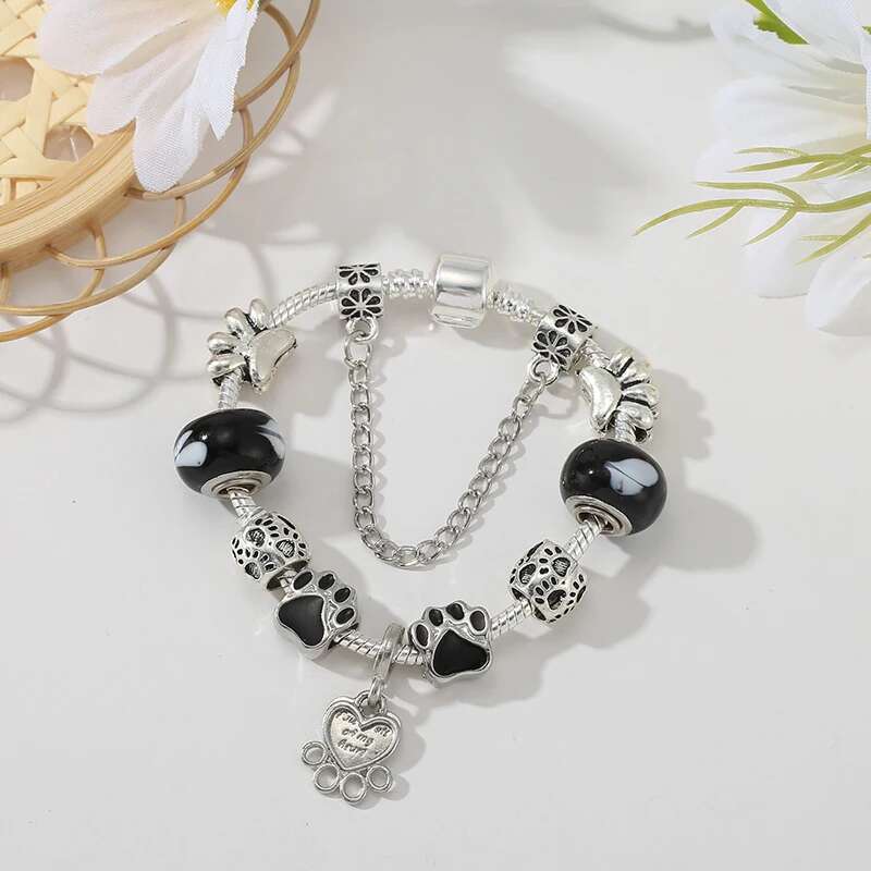 Classic Series Silver Color Dog Paw Pendant Bracelet Fit Original Beads Charm Bracelets DIY Jewelry Gift For Women 2021 Hot Sale