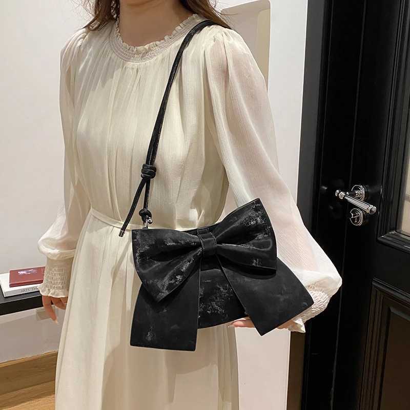 MOODS Big Bow Knot Shoulder Cross Body Bags For Women Girls Velvet Texture PU Leather Messenger Bag 2024 Latest Fashion Handbags Y250319