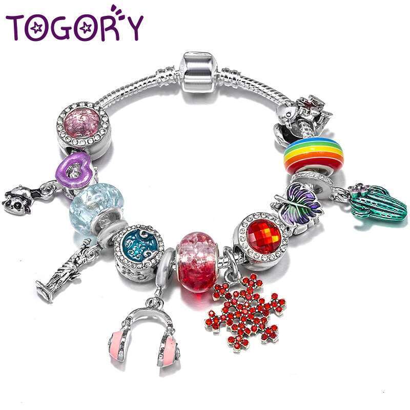 Headset Cactus Pendant Charm Bracelets Fits Leaf Beads Bracelet Bangles For Women Men Kids Bijoux Pulseras Jewelry Gift