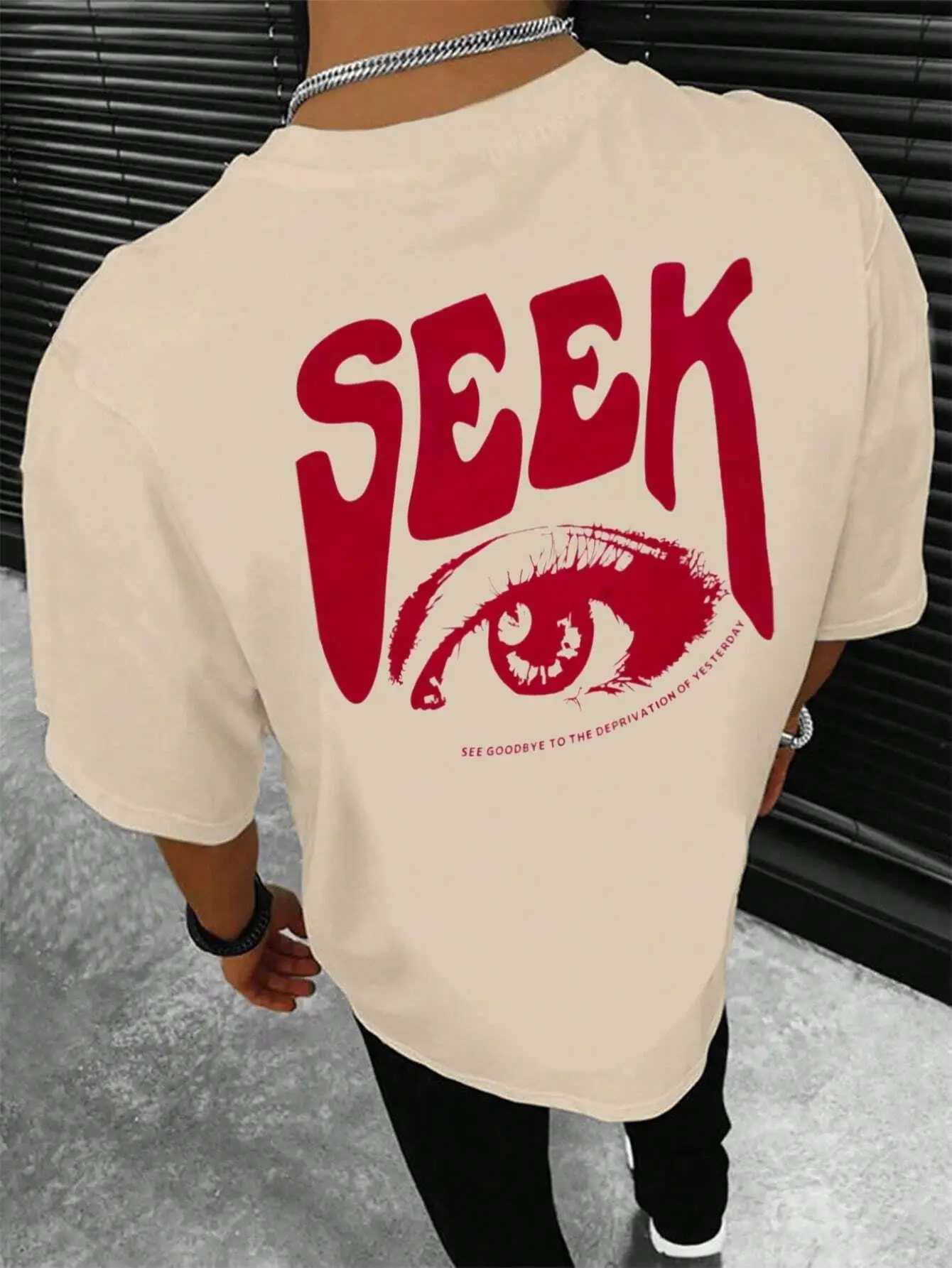 Seek Antidipated Gaze Printed T-shirt Mens Soft Loose T-shirt Breathable Summer Street Hip Hop T-shirt Cotton Loose T-shirtT250319