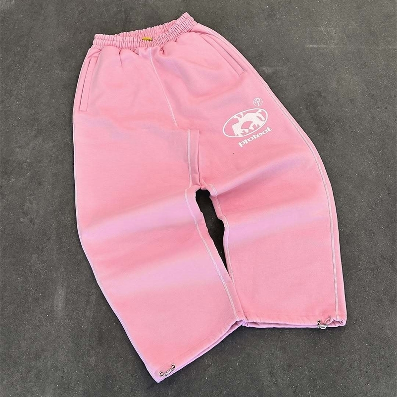 Mens Y2k Pants Joggers Men Streetwear Embroidered Pink Long Sweatpants Cargo Clothing Casual Trousers American Harajuku 250228