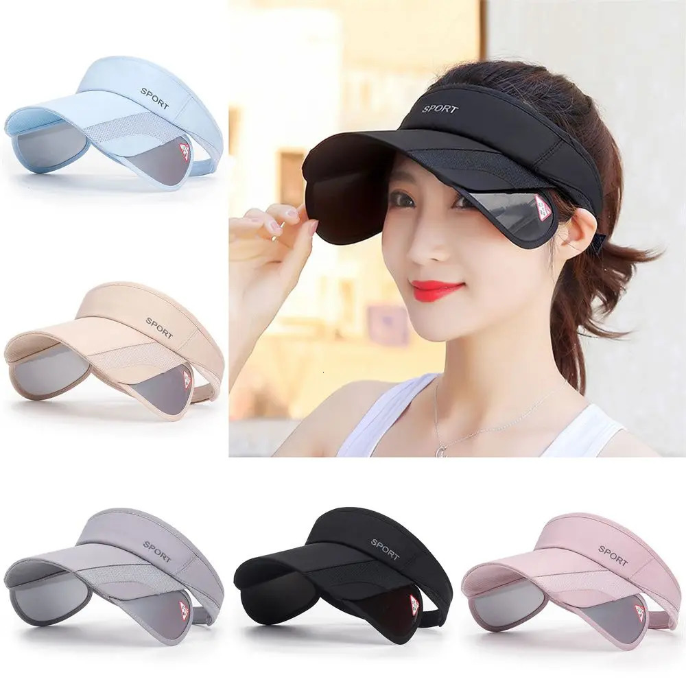 Summer Sun Visor Hat Women Adjustable Golf Cap Retractable Brim Empty Top UV Protection Beach Shading Tennis Sport Travel Hat 250320