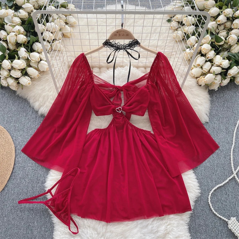Womens 3piece exotic lingerie set lace sexy with camisole bra and underwear top pants 250320