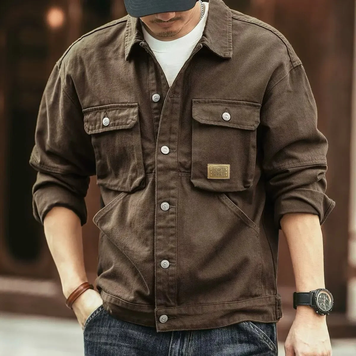 Trendy Highend Denim Jacket Long Sleeve For Men Casual Youth Fashion Working Style Thickened Winter 250317