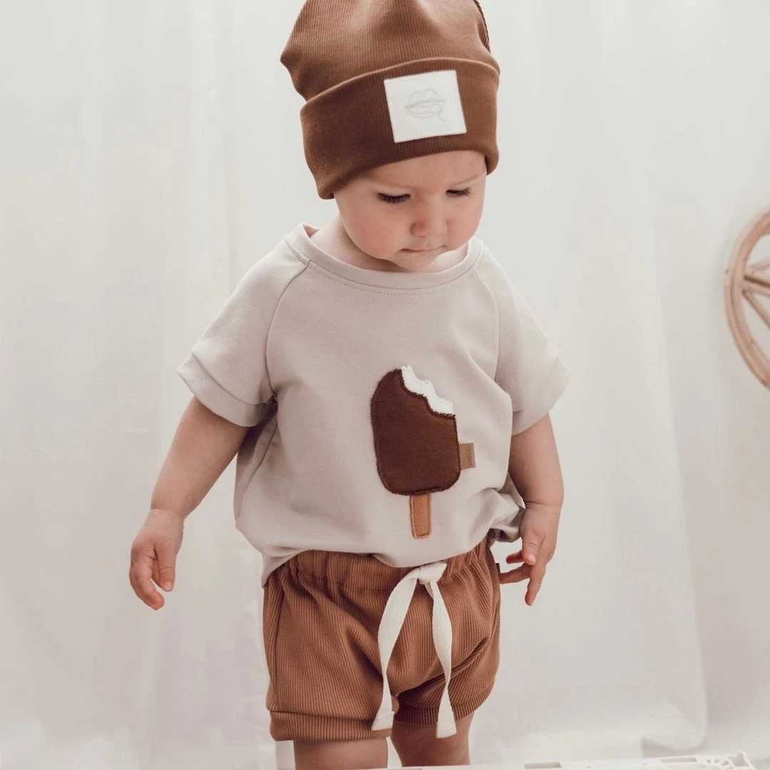 Toddler Kid Baby Boys Girls Clothes Summer Cotton T Shirt Short Sleeve Infant Top Cartoon Ice Cream Print Tee Childrens ShirtT250320