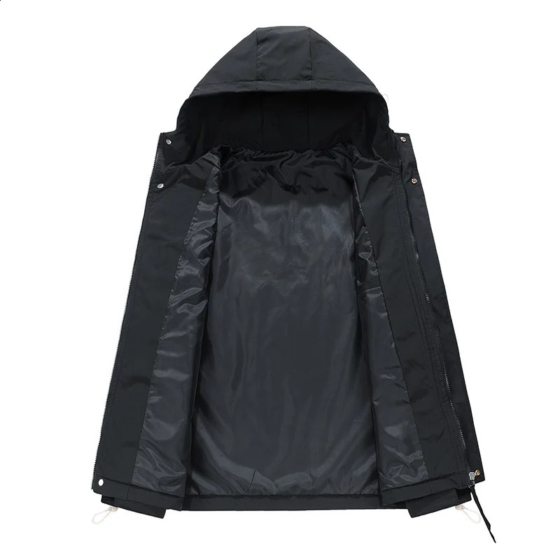 Oversized mens jacket windproof groove 6XL 7XL 8XL Plus size hooded waterproof black camping bomber loose thin soft shell 250317