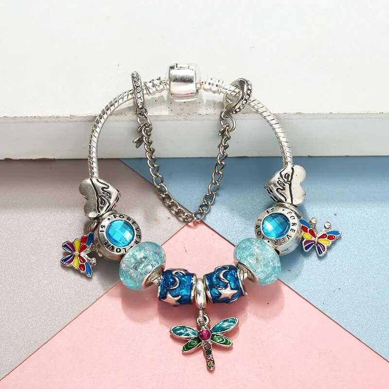 New Colorful Butterfly Beads Charm Bracelets With Classics Bracelets For Women Men Fiancee Bijoux Pulseras Jewelry Gift