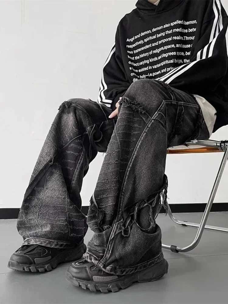 Street jeans womens casual retro loose fashionable hip-hop pants 2024 autumn new high waist wide leg American jeans womenT250319