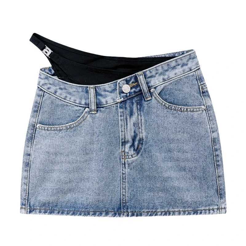 Letter Luxury Brand Design Fe Two Pieces Denim Short Mini Skirt For Women Sexy Fashion Y2k Minifalda DressXJ250320
