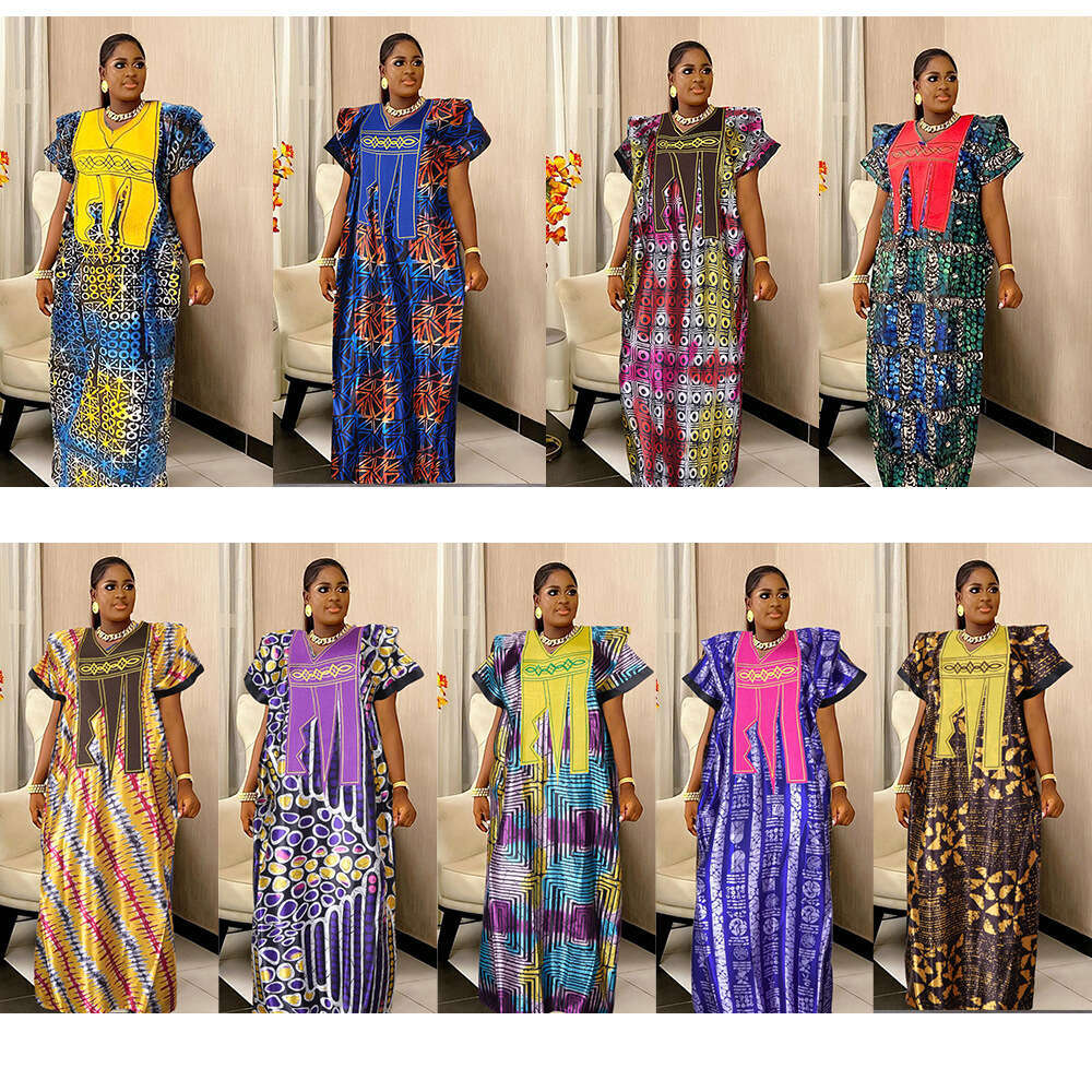 Large Size Long Skirt, New Women's Printed Dress, And Embroidered Muslim Robe