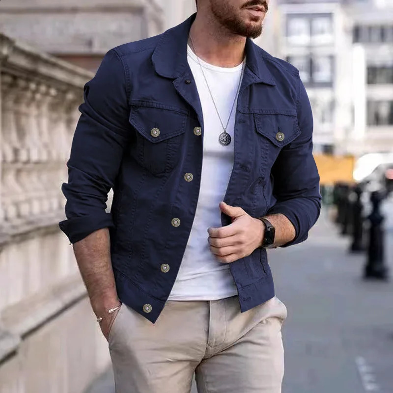 Hip hop mens denim jacket street clothing casual cotton classic ultrathin Ropa Para Hombre 250317