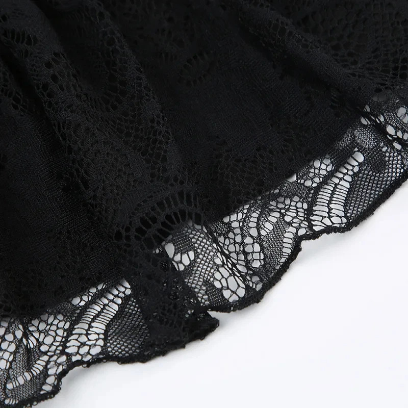 Lace up Patchwork Black Mini Skirt Matching Streetwear Sexy Club Party Skirts Trend Youthful sweet Y2K Womens Short Skirt 250320