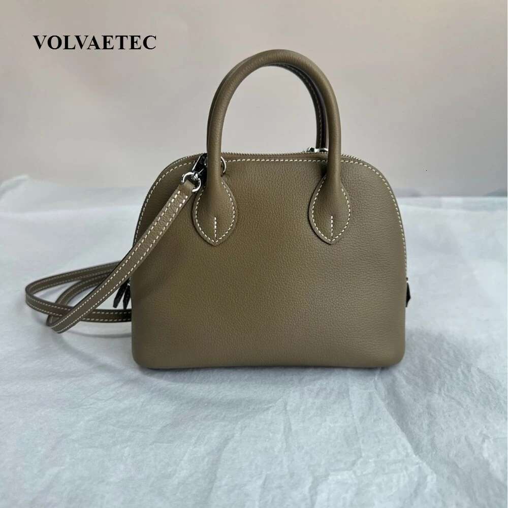 VOAETEC Mini Semi-Handmade Hand-Sewn Wax E Bowg Shell Saddle Bag Leather Fashion Versatile Oblique Span Handbag