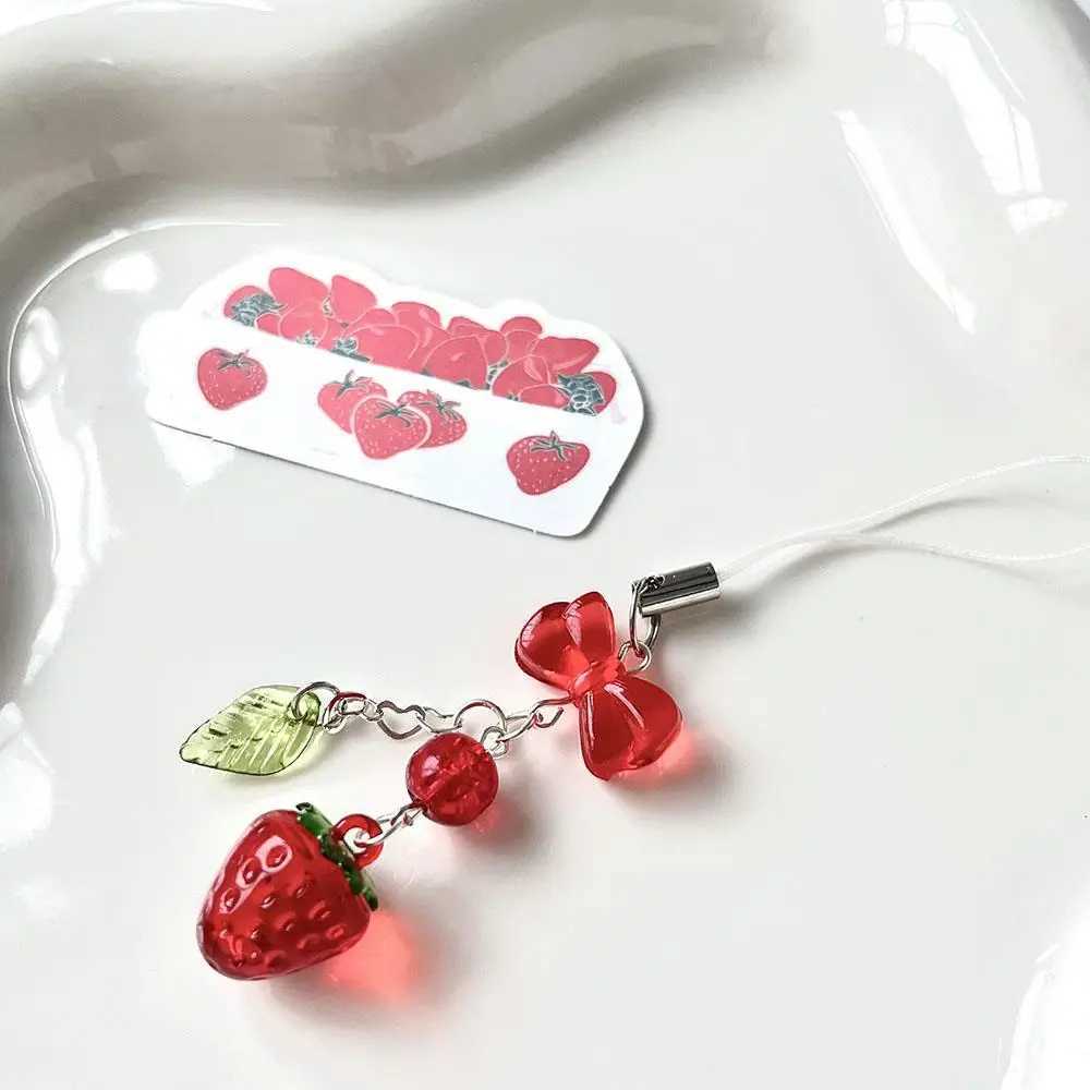 Pink Cherry Strawberry Phone with Charm Courtyard Keychain Girl Landmine Style Bag Camera Pendant Phone CaseXJ250319