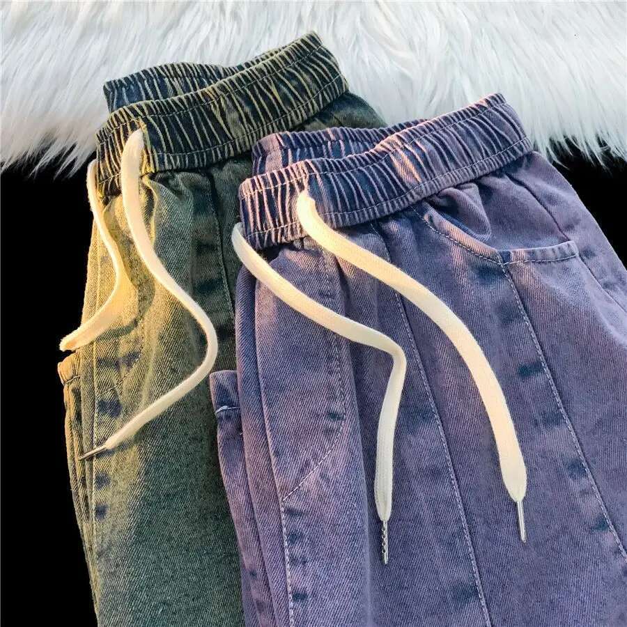 Y2K American Fashion Spring and Autumn Men and Women Straight Tube Washed Jeans Couple Hip Hop Simple Retro Casual Pants Y2K