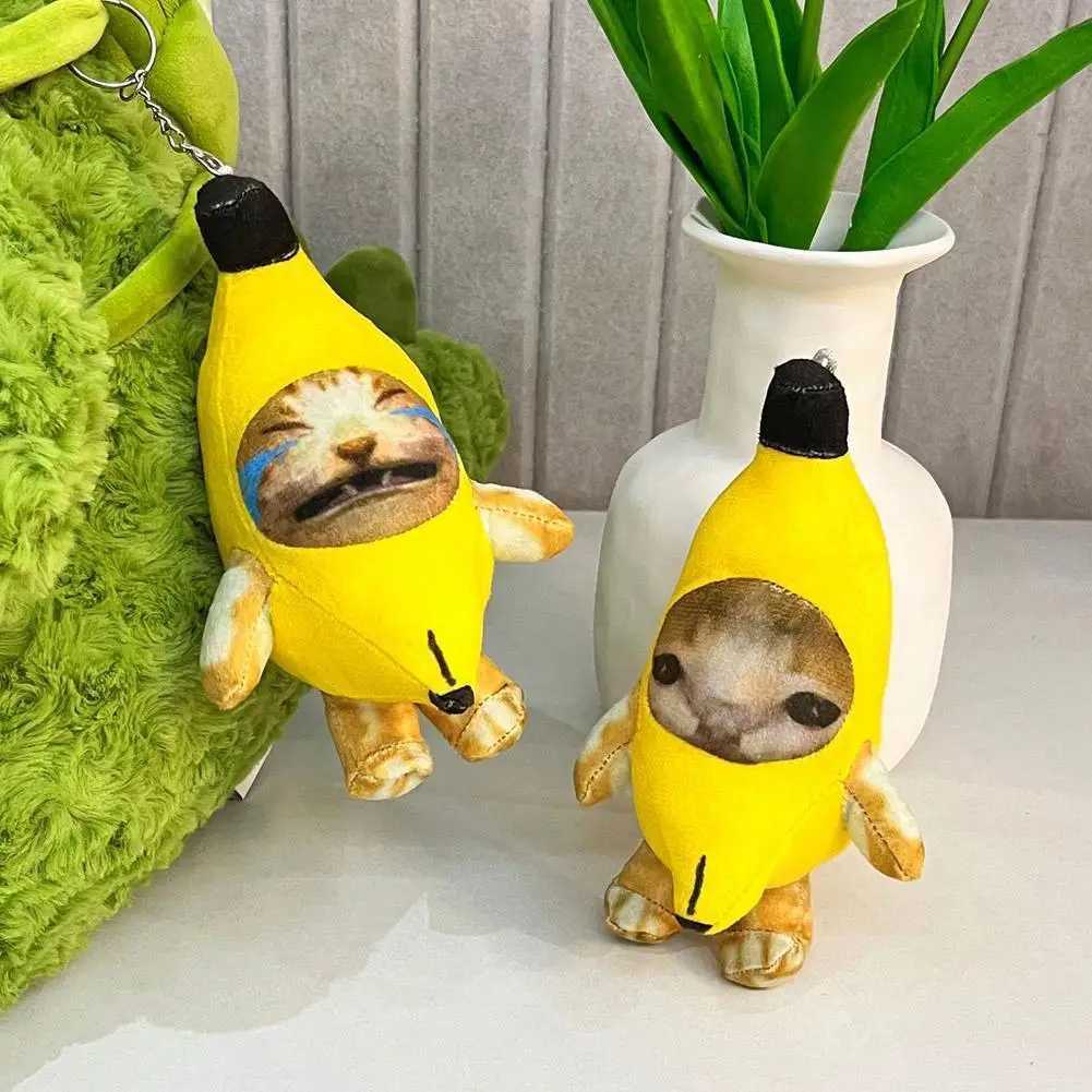 Banana Cat Plush Toy Banana Cat Crying Meme Banana Cat Keychain Cat In Banana Doll Happy Gift Kids Cartoon Dolls KeychainsXJ250319