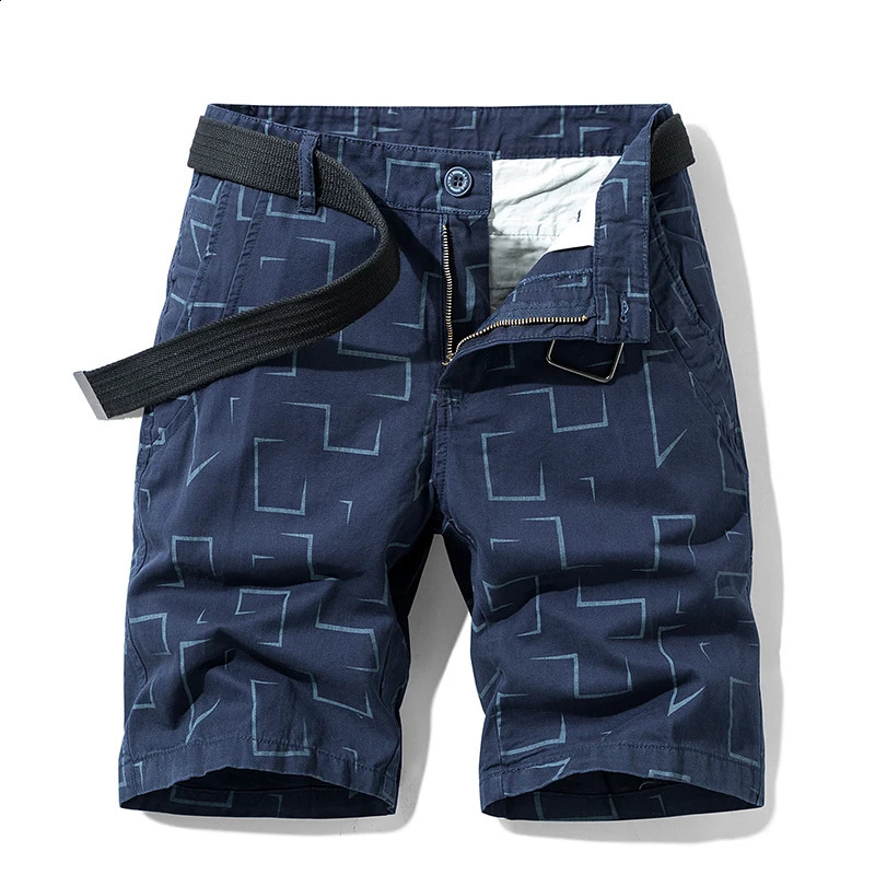 Summer thin multi pocket pure cotton work clothes shorts for men loose straight leg five point casual over knee beach 250319